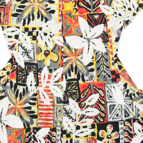 West One Womens Multicoloured Geometric Polyester Basic Blouse Size 10 Scoop Neck