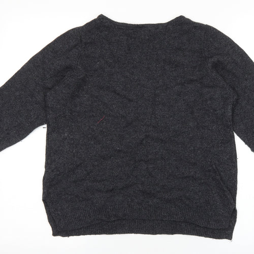 Monsoon Womens Grey Round Neck Cotton Pullover Jumper Size 14
