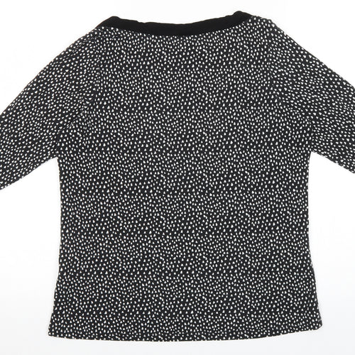 Marks and Spencer Womens Black Geometric Viscose Basic Blouse Size 14 Boat Neck