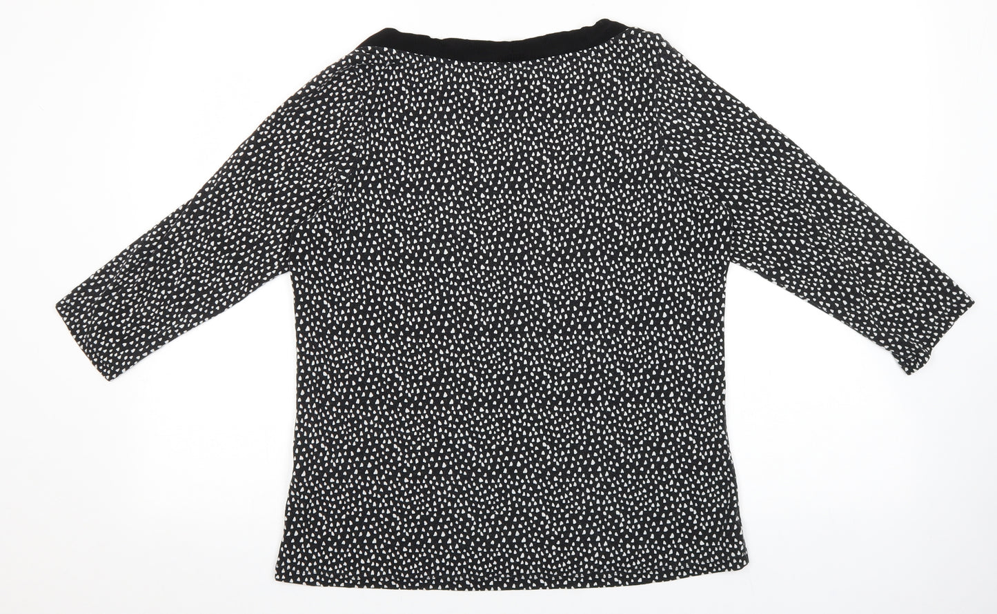 Marks and Spencer Womens Black Geometric Viscose Basic Blouse Size 14 Boat Neck