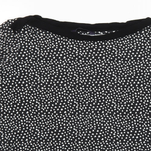 Marks and Spencer Womens Black Geometric Viscose Basic Blouse Size 14 Boat Neck
