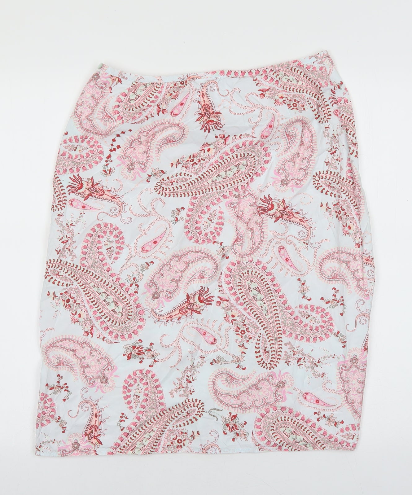 NEXT Womens White Geometric Cotton A-Line Skirt Size 12 Zip
