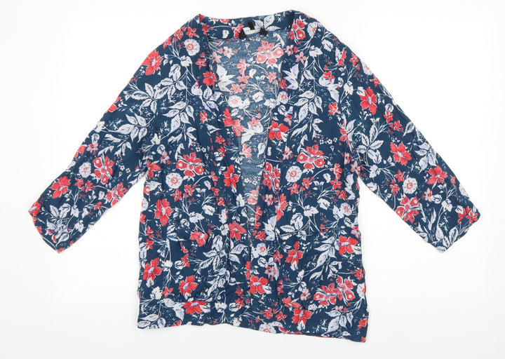 New Look Womens Multicoloured V-Neck Floral Viscose Cardigan Jumper Size 10