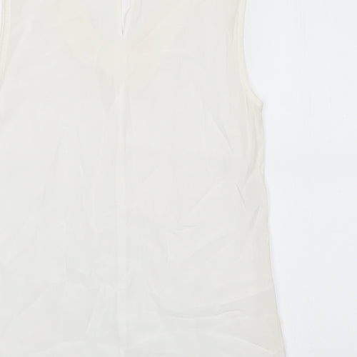 Nutmeg Womens White Polyester Basic Blouse Size 8 V-Neck
