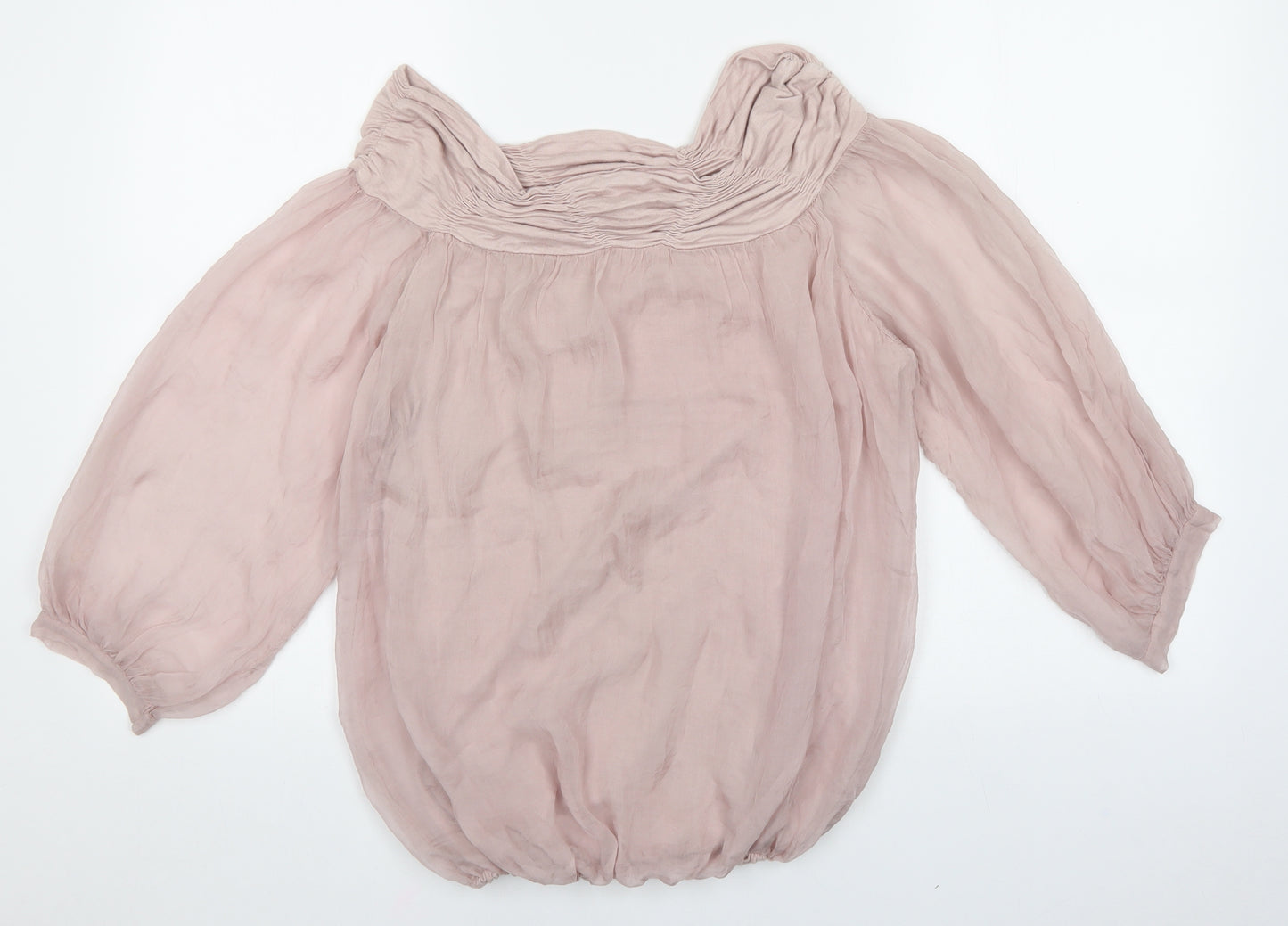 Phase Eight Womens Pink Silk Basic Blouse Size M Round Neck
