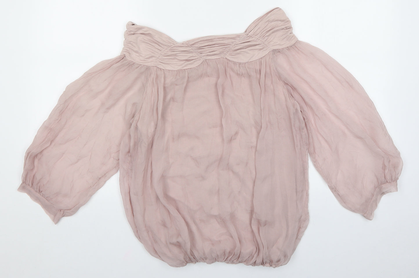 Phase Eight Womens Pink Silk Basic Blouse Size M Round Neck