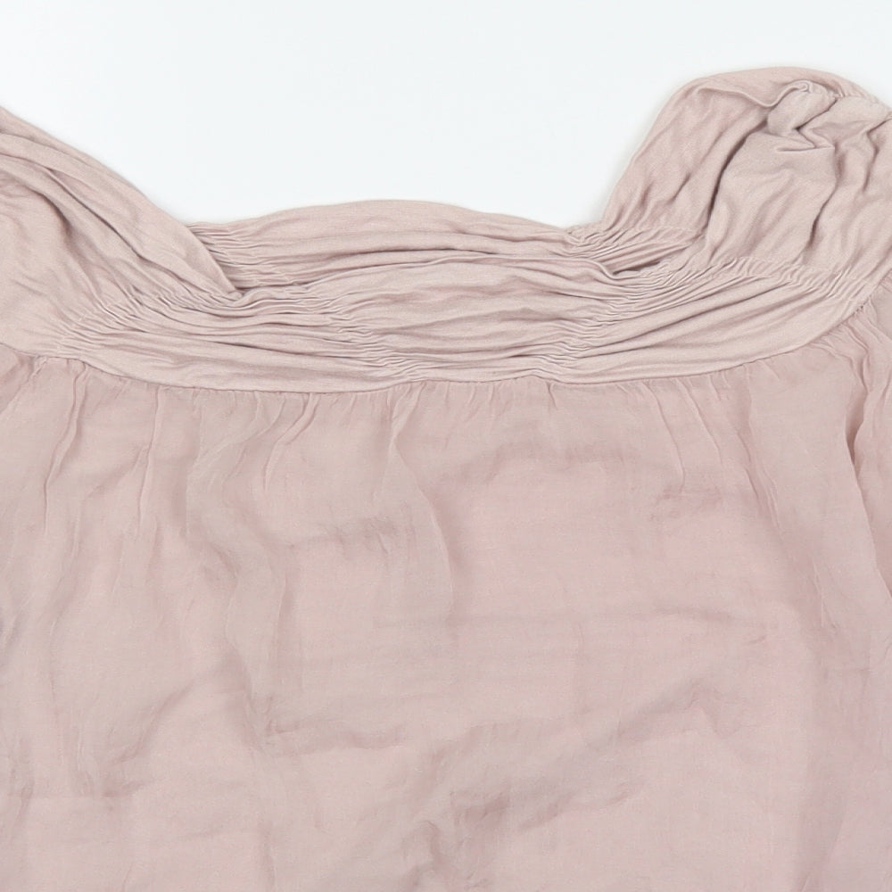 Phase Eight Womens Pink Silk Basic Blouse Size M Round Neck