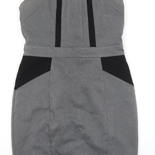 Atmosphere Womens Grey Polyester A-Line Size 10 Round Neck Zip