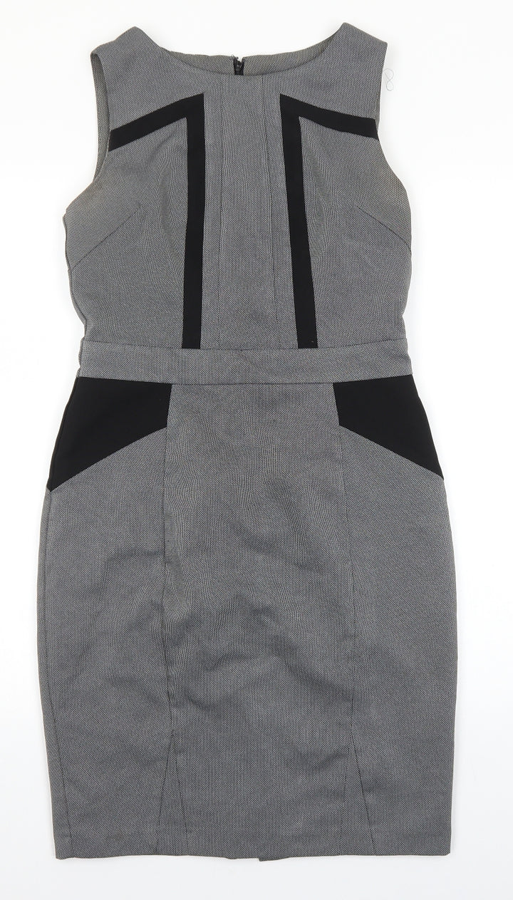 Atmosphere Womens Grey Polyester A-Line Size 10 Round Neck Zip