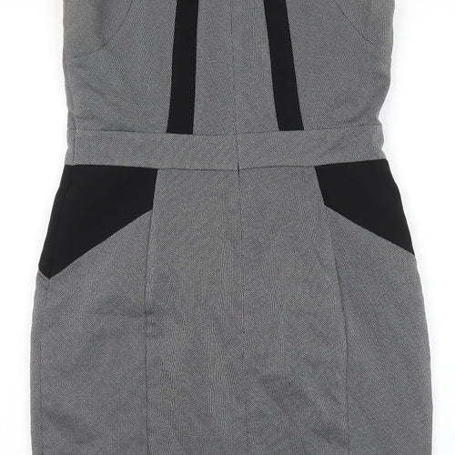 Atmosphere Womens Grey Polyester A-Line Size 10 Round Neck Zip