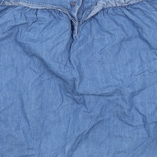 George Girls Blue 100% Cotton Basic Blouse Size 2-3 Years Round Neck Button