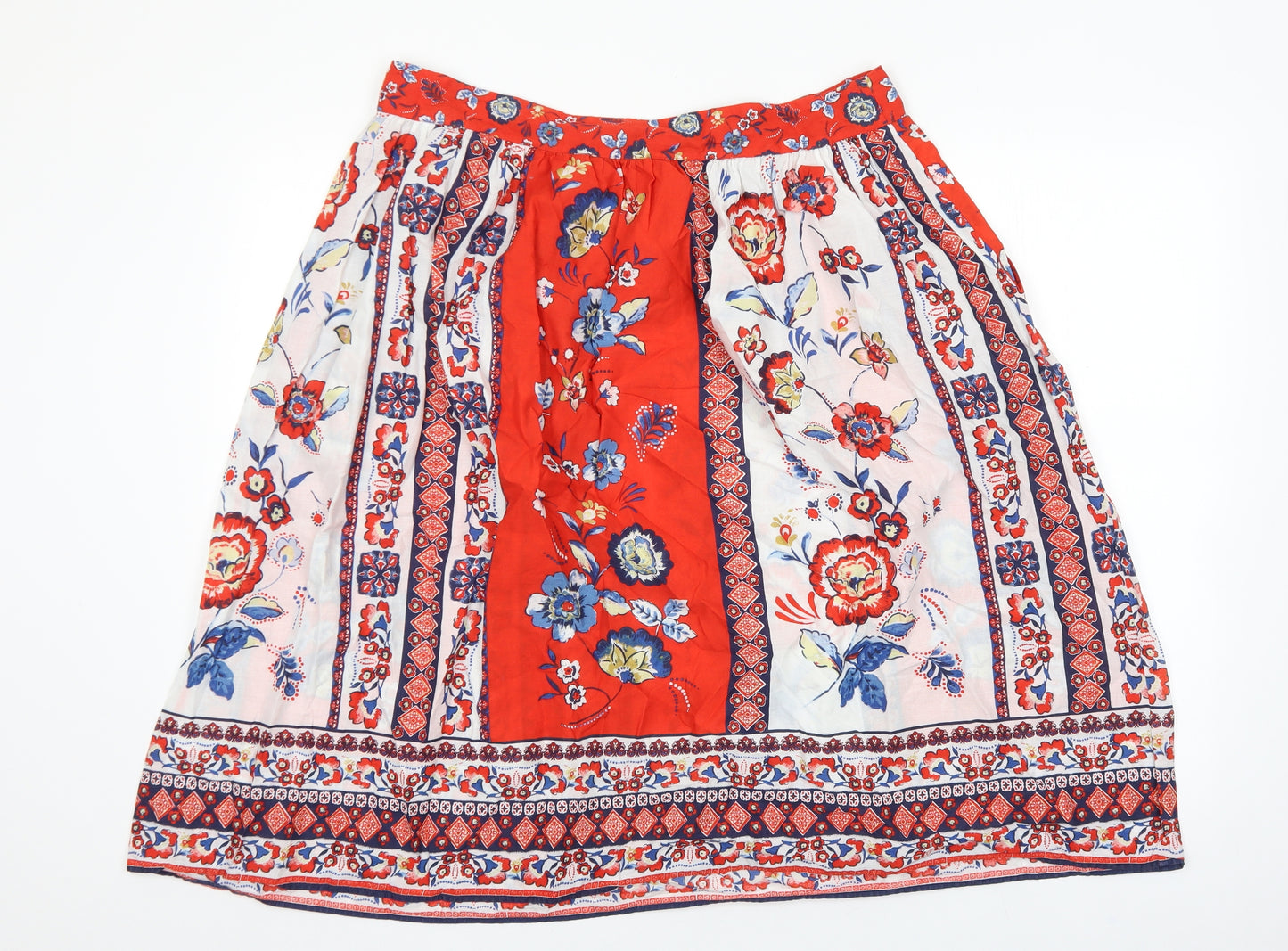 TU Womens Red Geometric Cotton A-Line Skirt Size 16 Zip