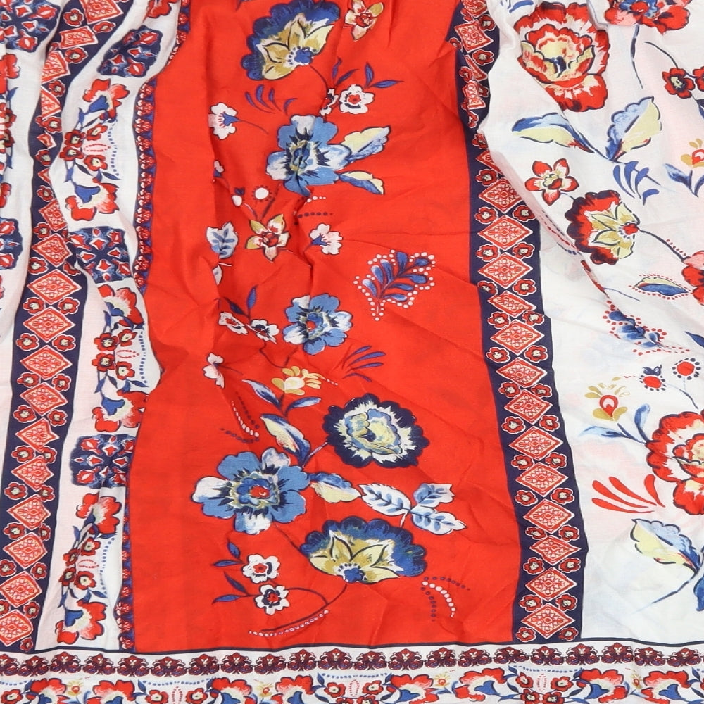 TU Womens Red Geometric Cotton A-Line Skirt Size 16 Zip