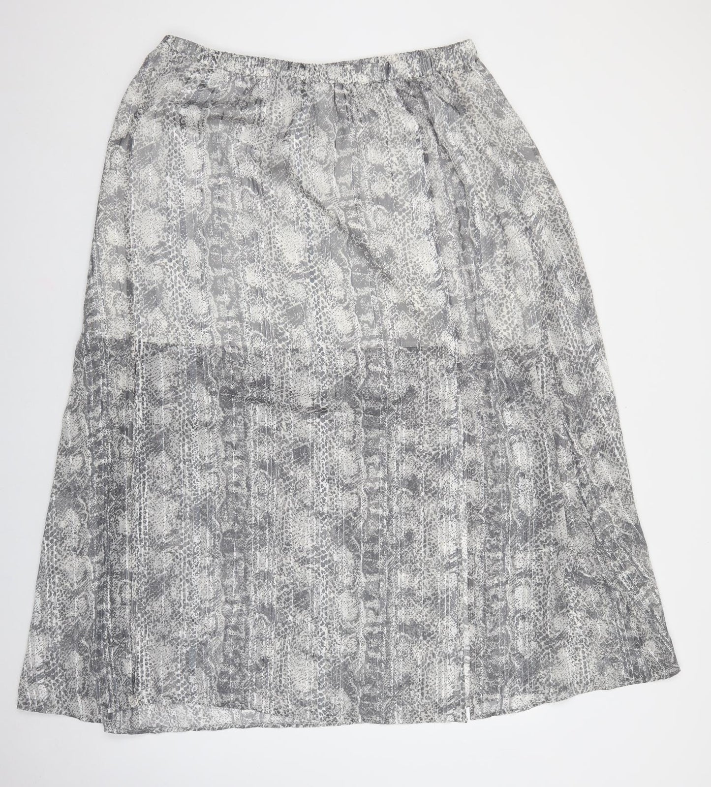 NEXT Womens Grey Geometric Viscose Flare Skirt Size 22