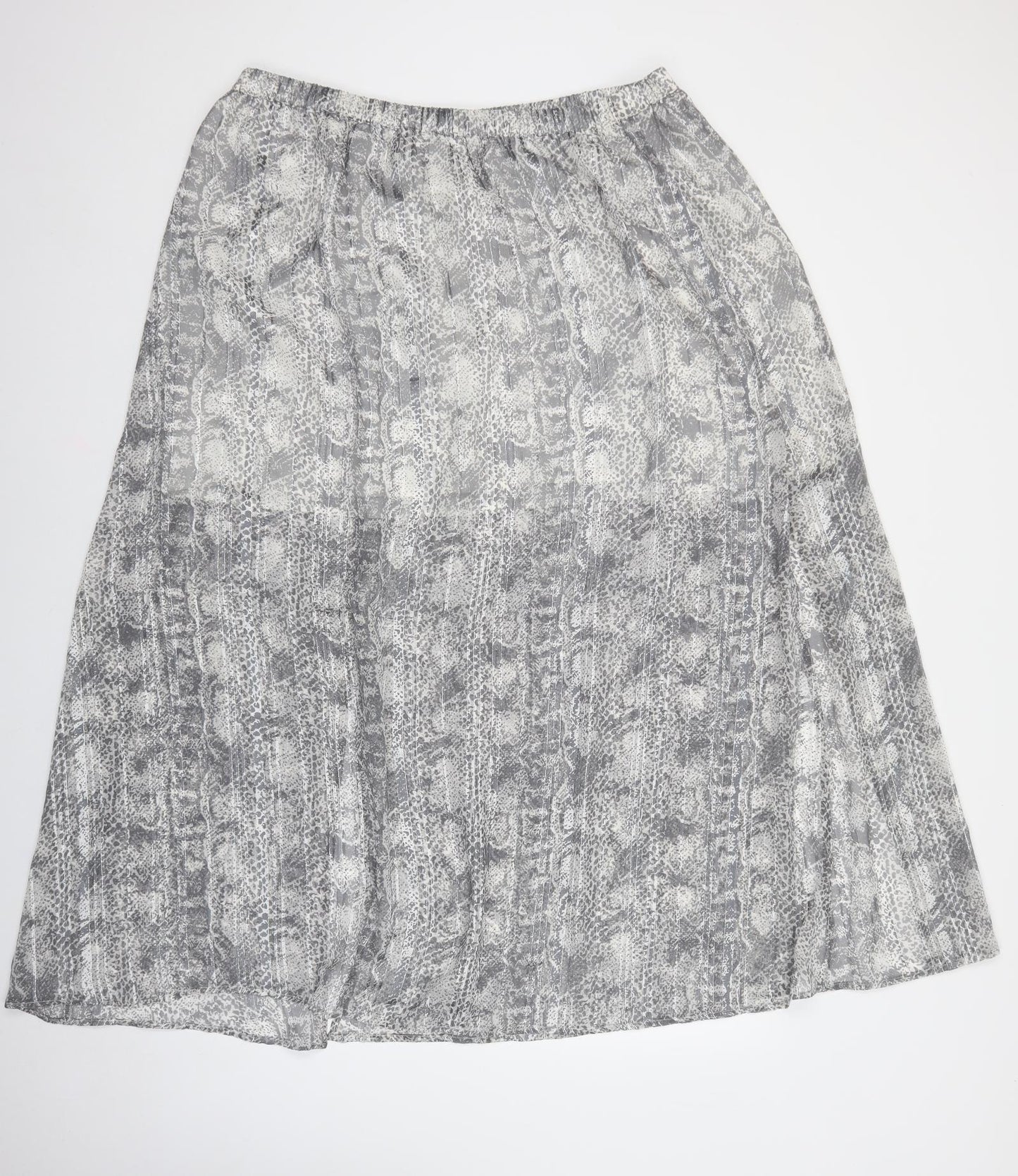 NEXT Womens Grey Geometric Viscose Flare Skirt Size 22