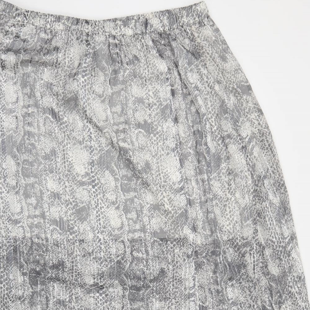 NEXT Womens Grey Geometric Viscose Flare Skirt Size 22