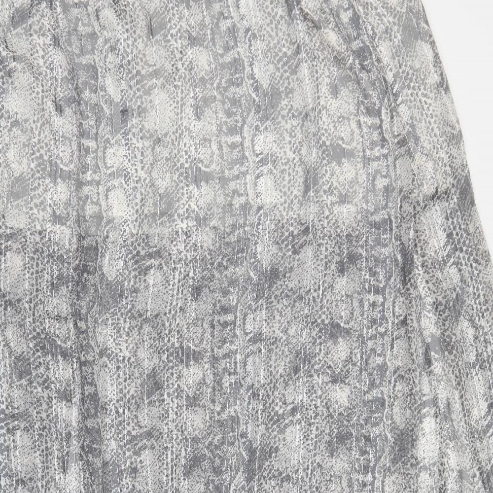 NEXT Womens Grey Geometric Viscose Flare Skirt Size 22