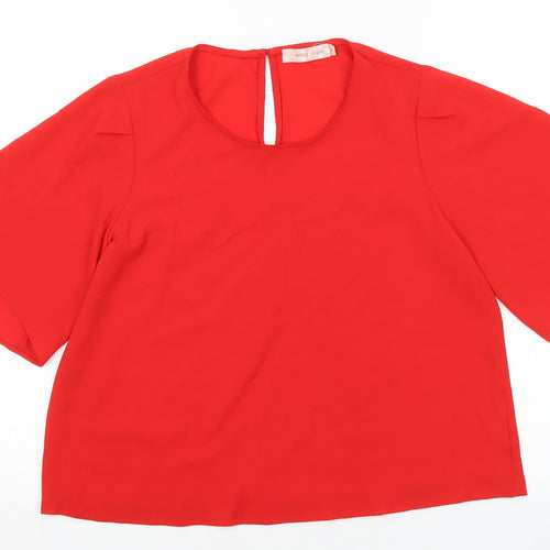 Traffic People Womens Red Polyester Basic Blouse Size S Round Neck