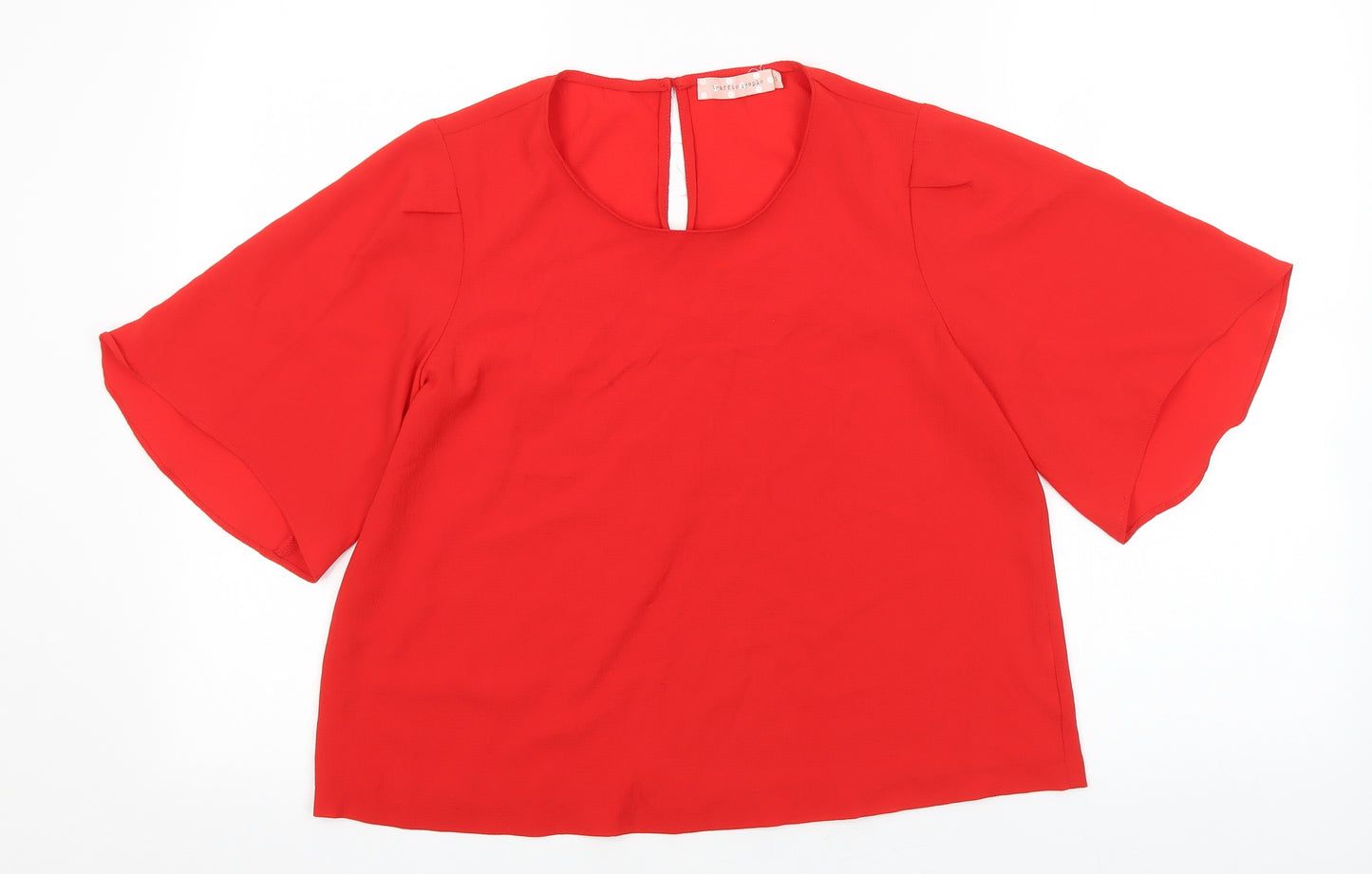 Traffic People Womens Red Polyester Basic Blouse Size S Round Neck