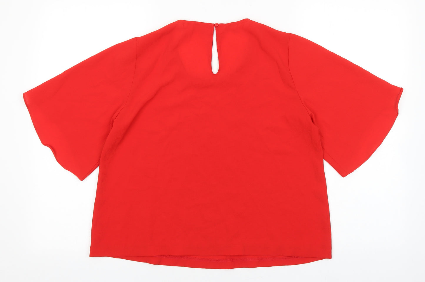 Traffic People Womens Red Polyester Basic Blouse Size S Round Neck