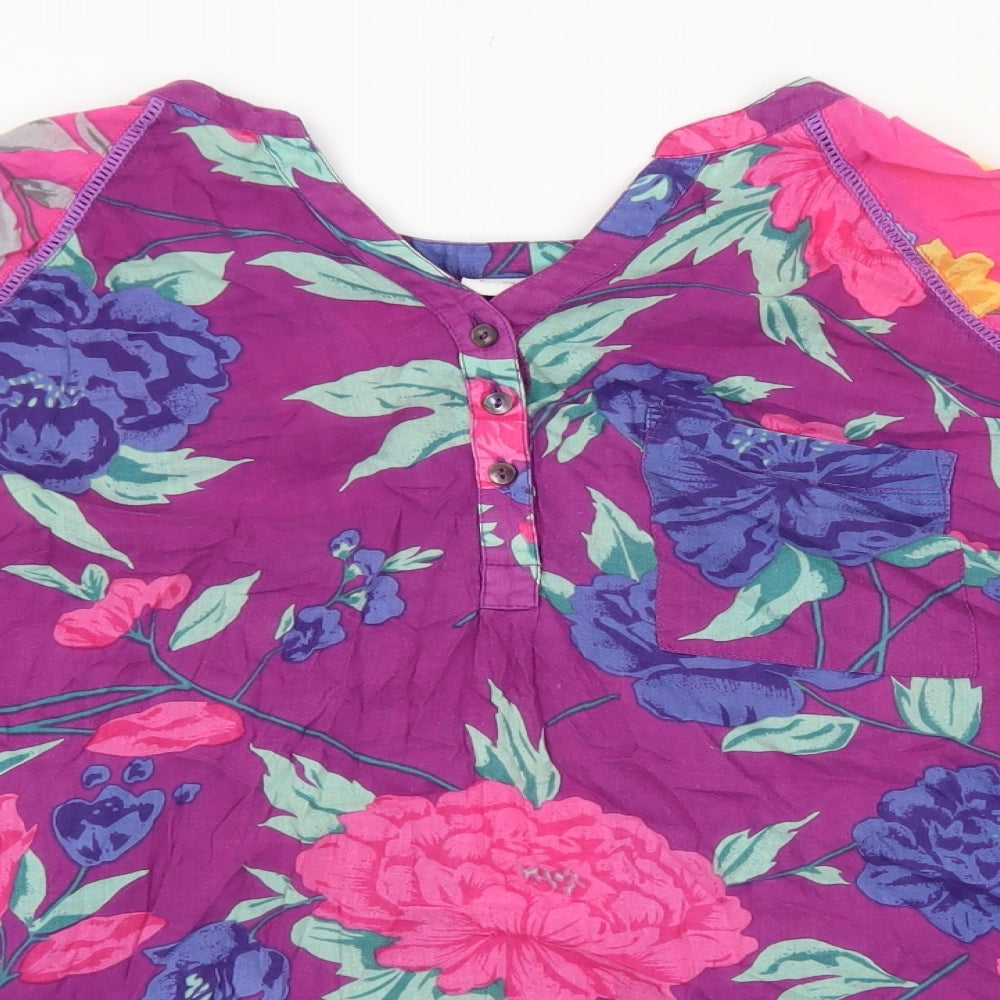EAST Womens Multicoloured Geometric 100% Cotton Basic Blouse Size 10 V-Neck