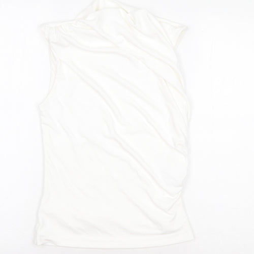 Zara Womens White Polyester Basic Blouse Size XS Mock Neck
