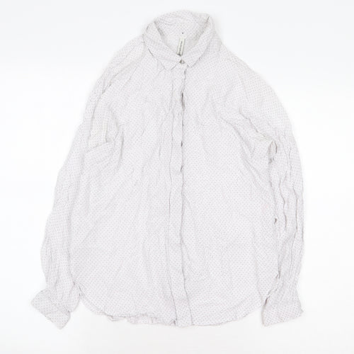 Stradivarius Womens White Polka Dot Polyester Basic Blouse Size S Collared