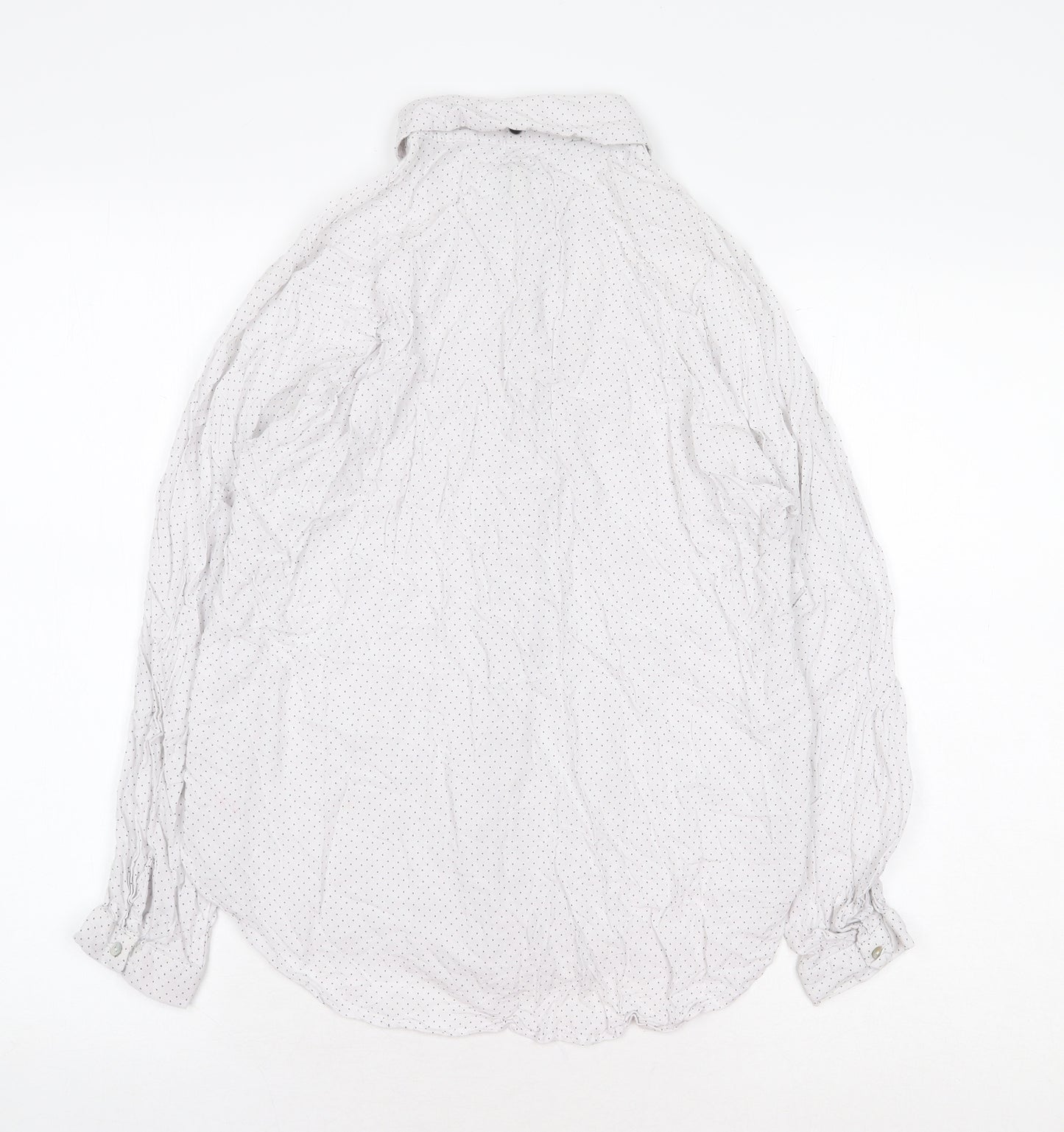 Stradivarius Womens White Polka Dot Polyester Basic Blouse Size S Collared