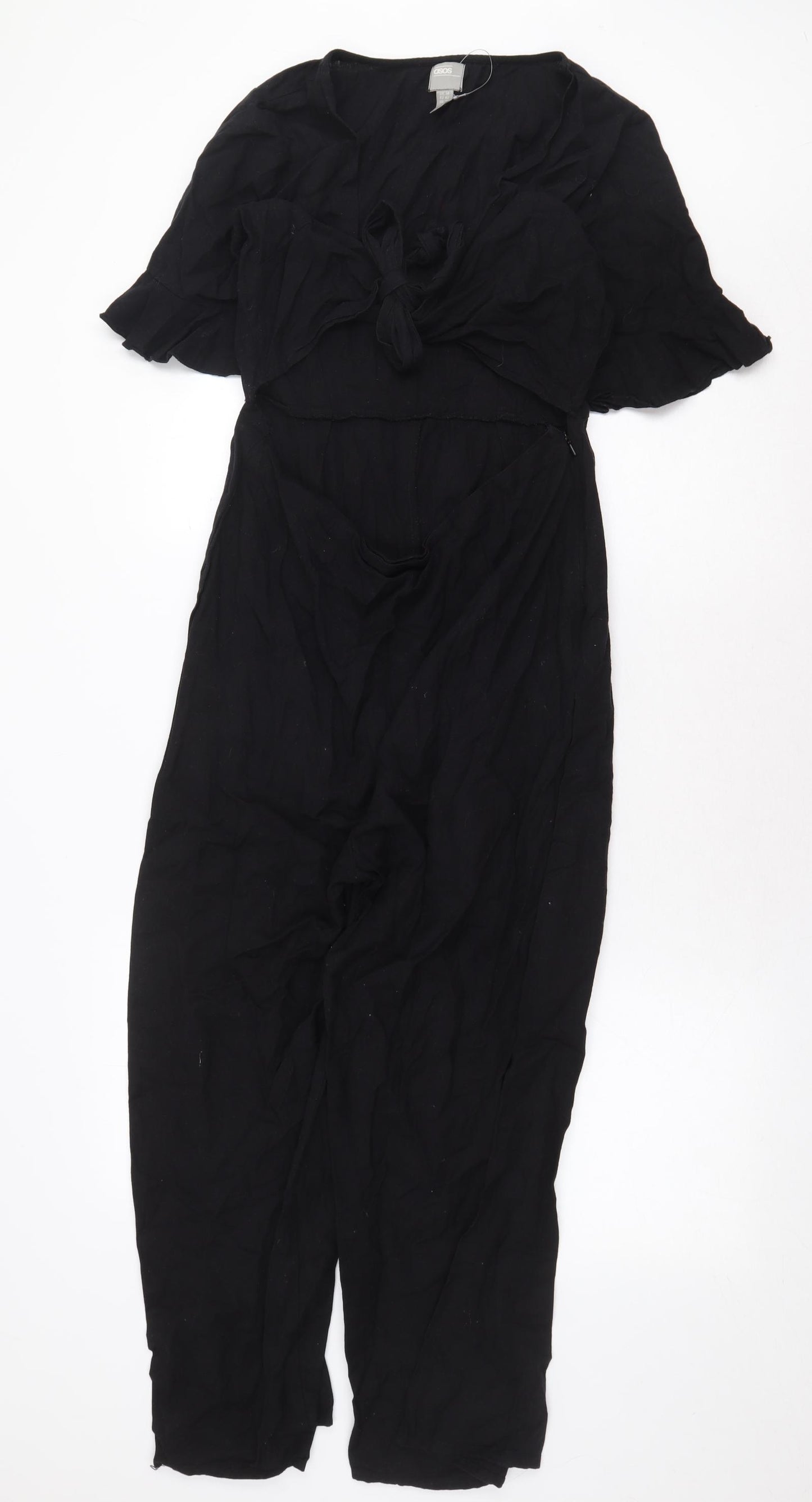 ASOS Womens Black Cotton Jumpsuit One-Piece Size 14 Zip