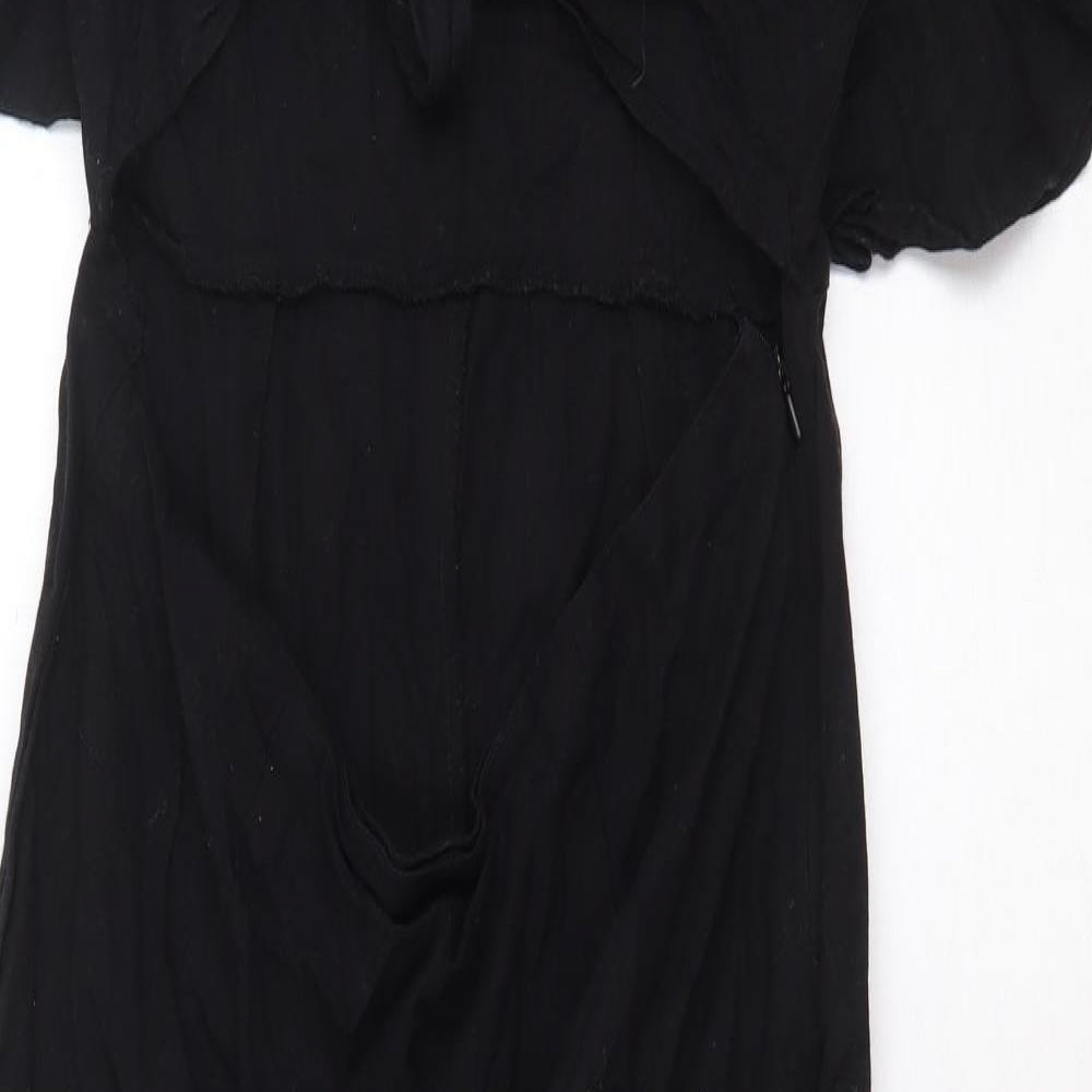 ASOS Womens Black Cotton Jumpsuit One-Piece Size 14 Zip
