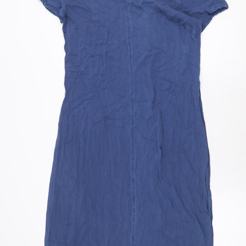 Preworn Womens Blue Polyester A-Line Size 12 V-Neck Pullover