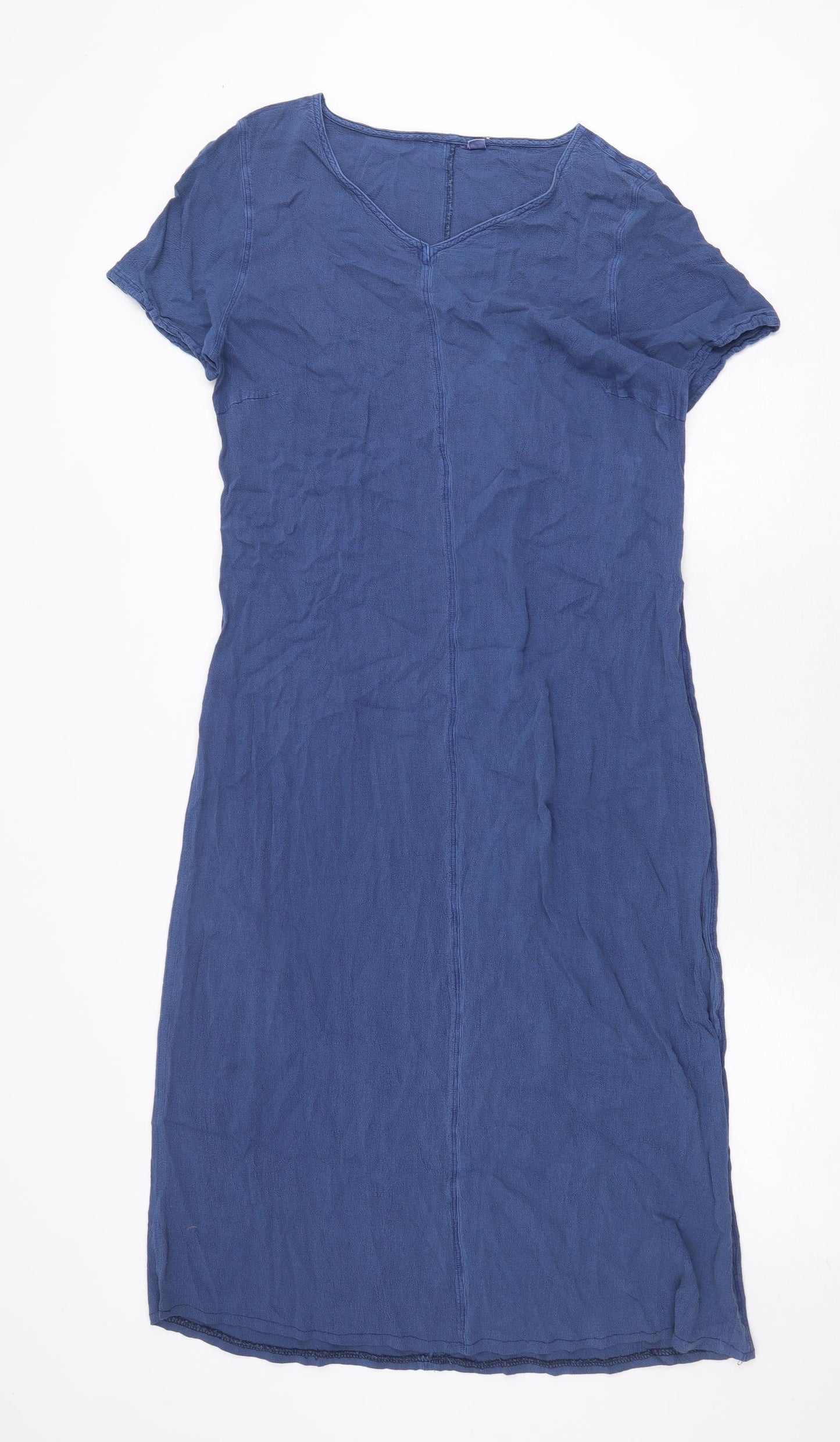 Preworn Womens Blue Polyester A-Line Size 12 V-Neck Pullover