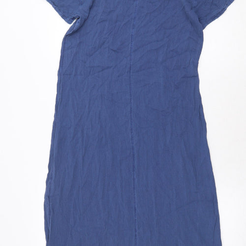 Preworn Womens Blue Polyester A-Line Size 12 V-Neck Pullover