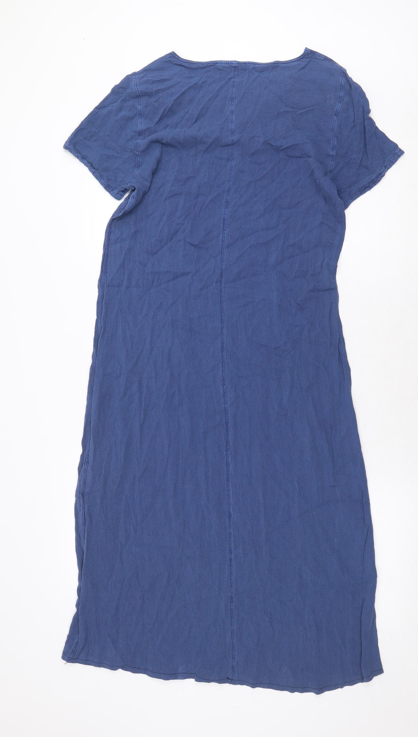 Preworn Womens Blue Polyester A-Line Size 12 V-Neck Pullover