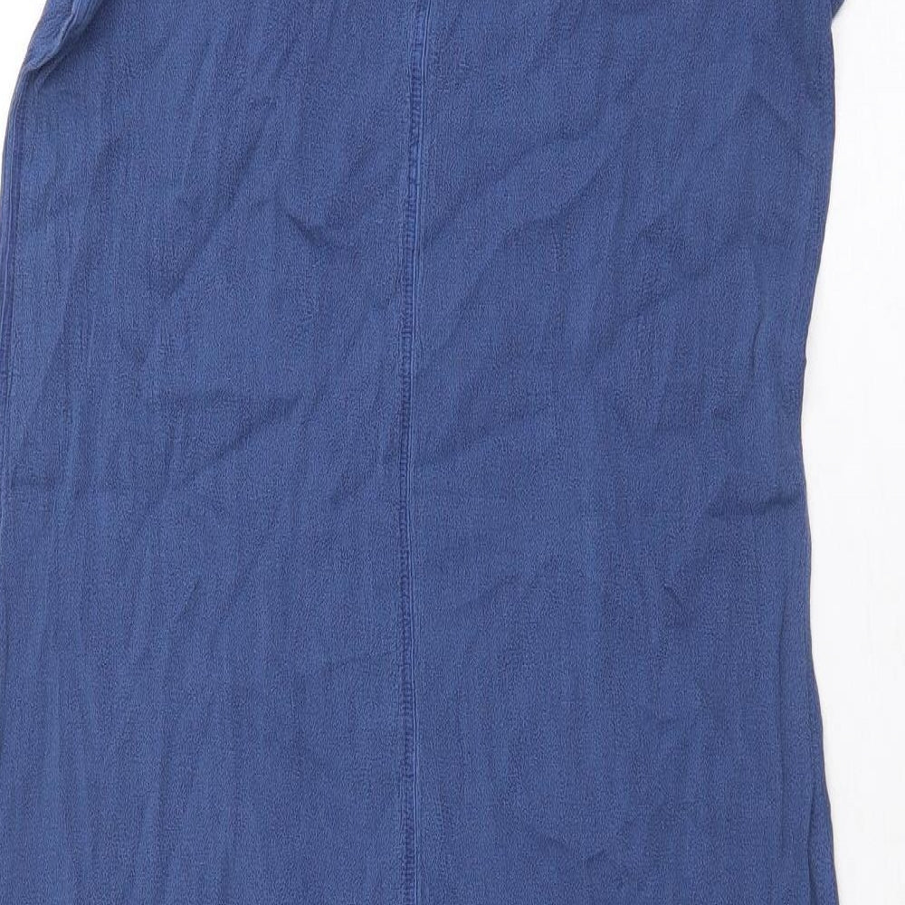 Preworn Womens Blue Polyester A-Line Size 12 V-Neck Pullover