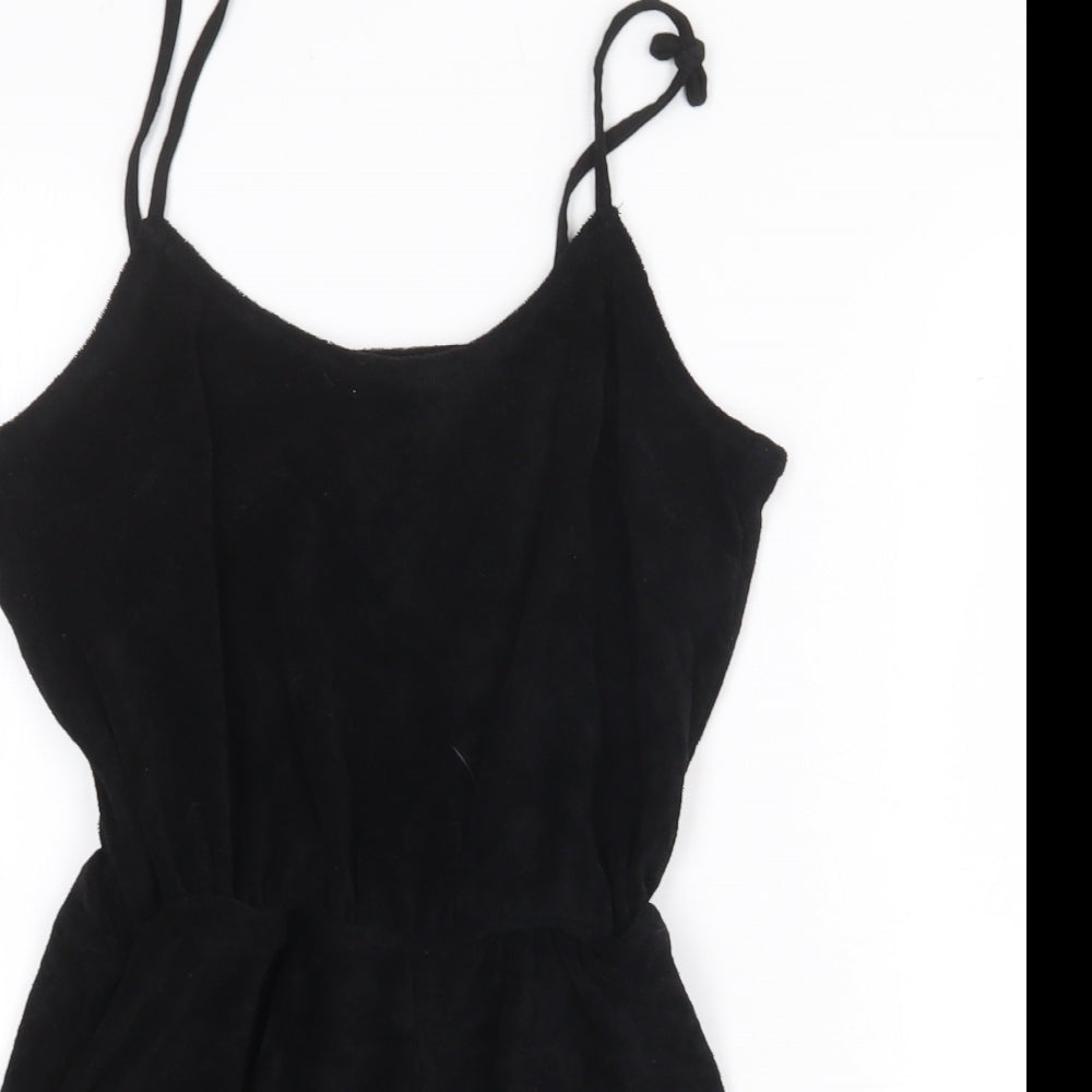 H&M Womens Black Plastic Playsuit One-Piece Size XS Pullover