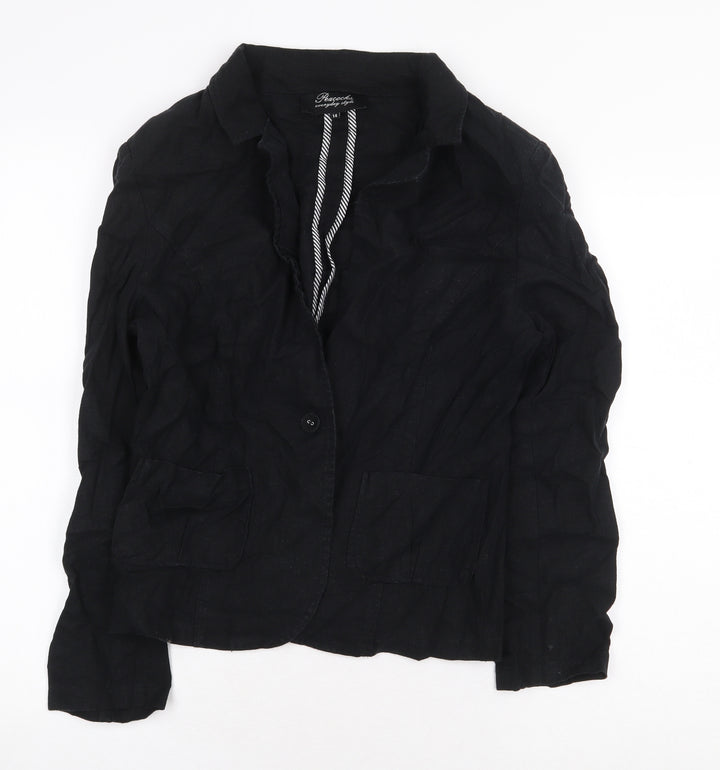 Peacocks Womens Black Jacket Size 14 Button