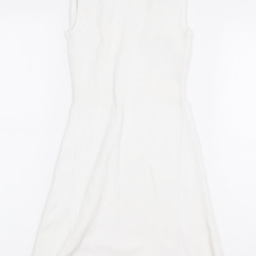Zara Womens White Polyamide A-Line Size S Round Neck Pullover