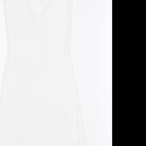 Zara Womens White Polyamide A-Line Size S Round Neck Pullover