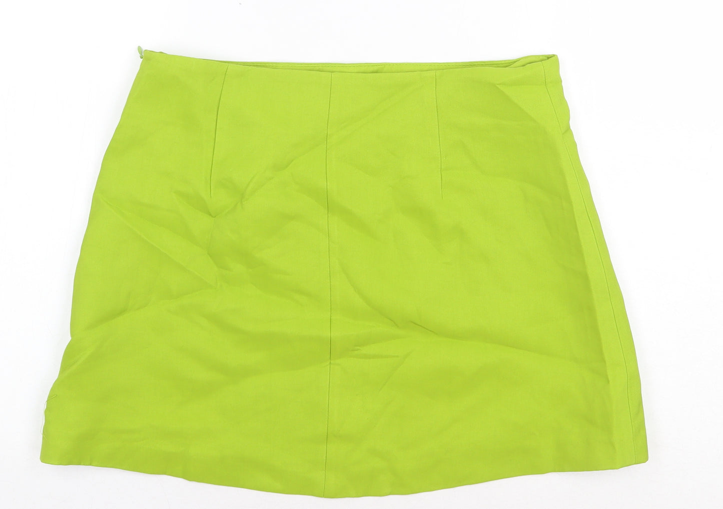 Zara Womens Green Viscose A-Line Skirt Size M Zip