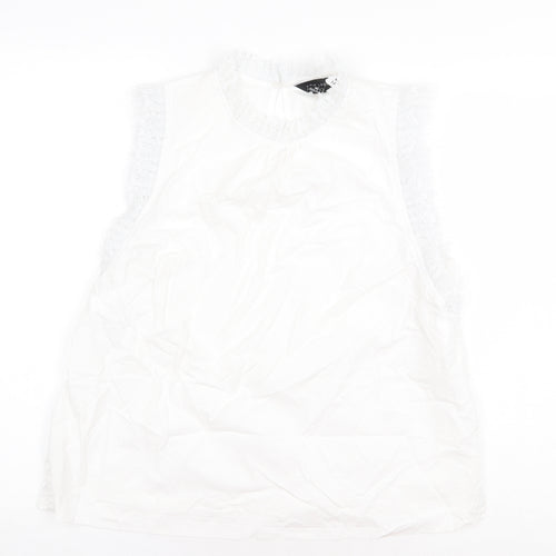 New Look Womens White Polyester Basic Blouse Size 14 Round Neck