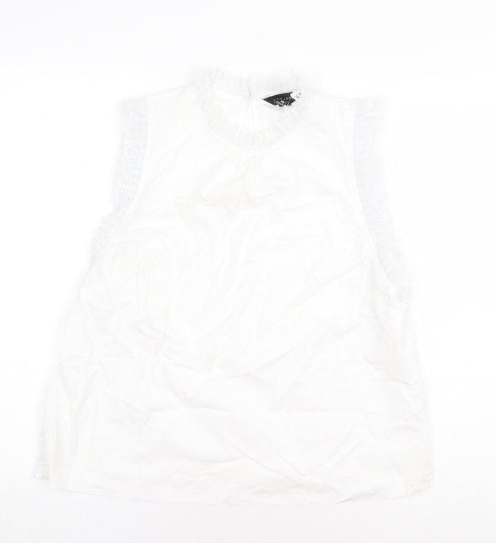 New Look Womens White Polyester Basic Blouse Size 14 Round Neck