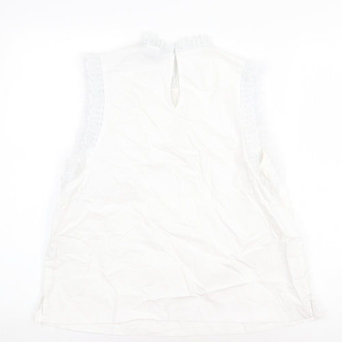 New Look Womens White Polyester Basic Blouse Size 14 Round Neck
