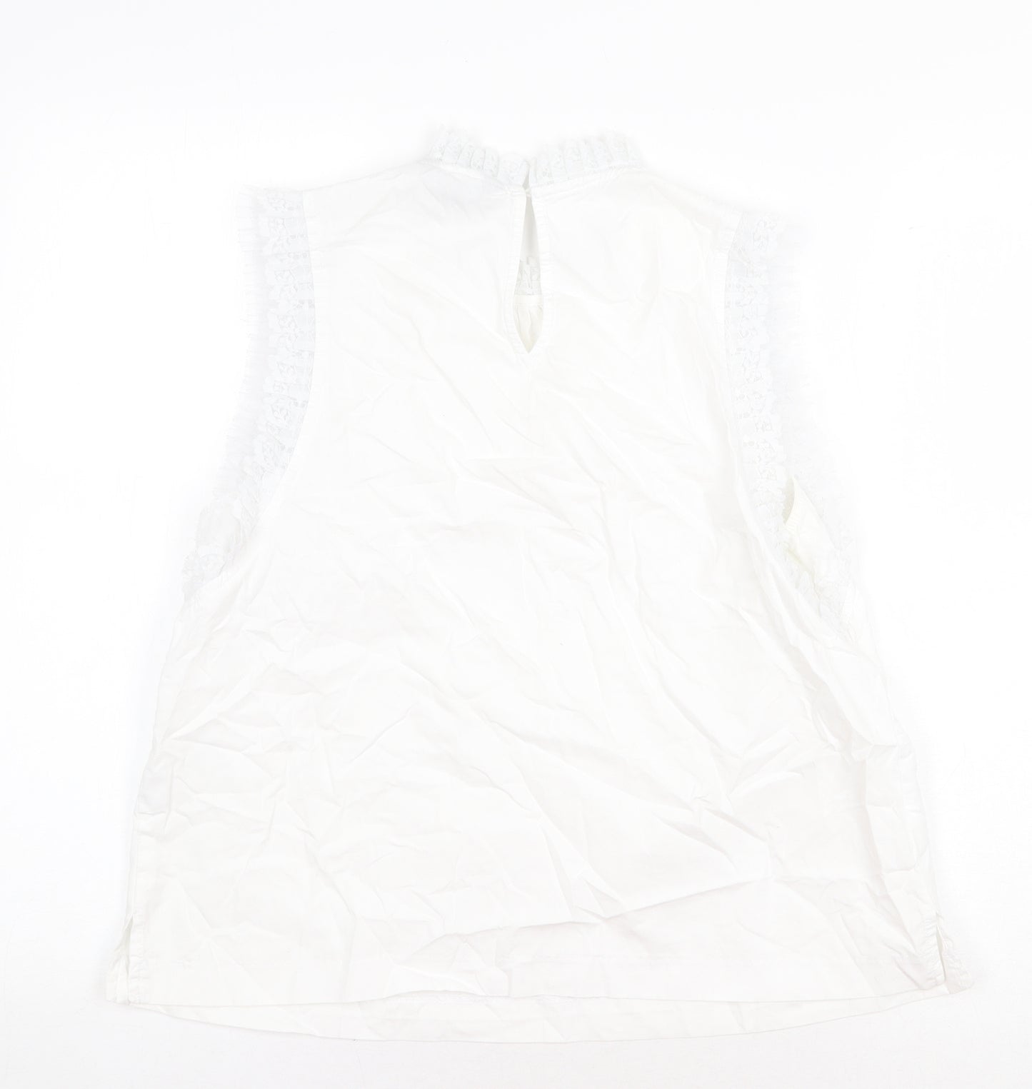 New Look Womens White Polyester Basic Blouse Size 14 Round Neck