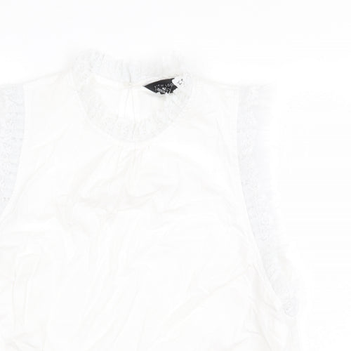 New Look Womens White Polyester Basic Blouse Size 14 Round Neck