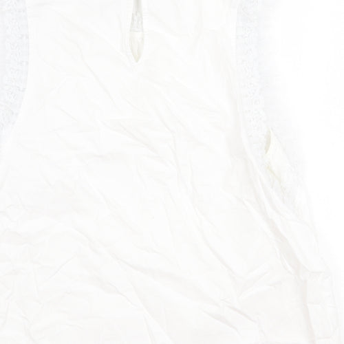 New Look Womens White Polyester Basic Blouse Size 14 Round Neck