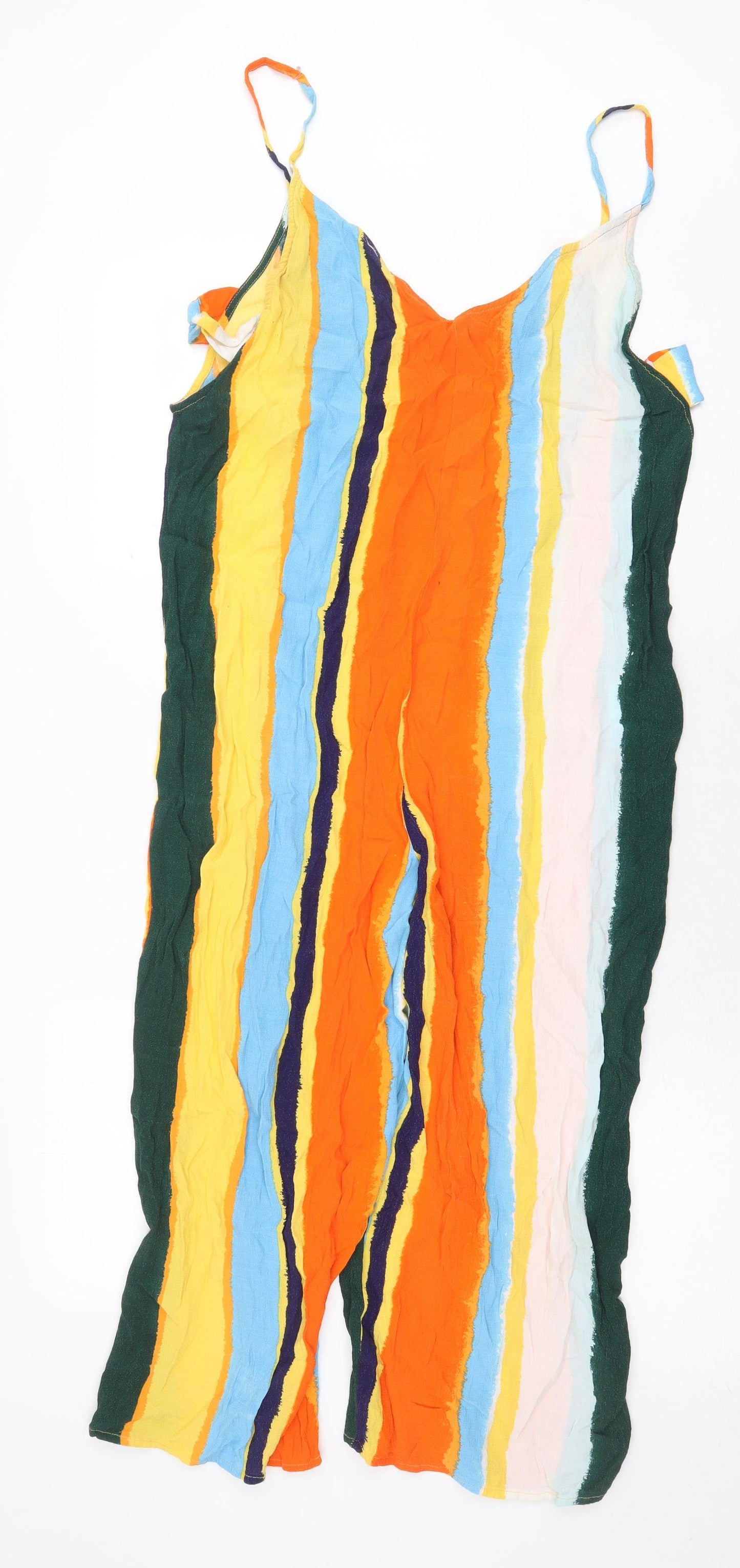 Topshop Womens Multicoloured Striped Viscose Jumpsuit One-Piece Size 12 Pullover