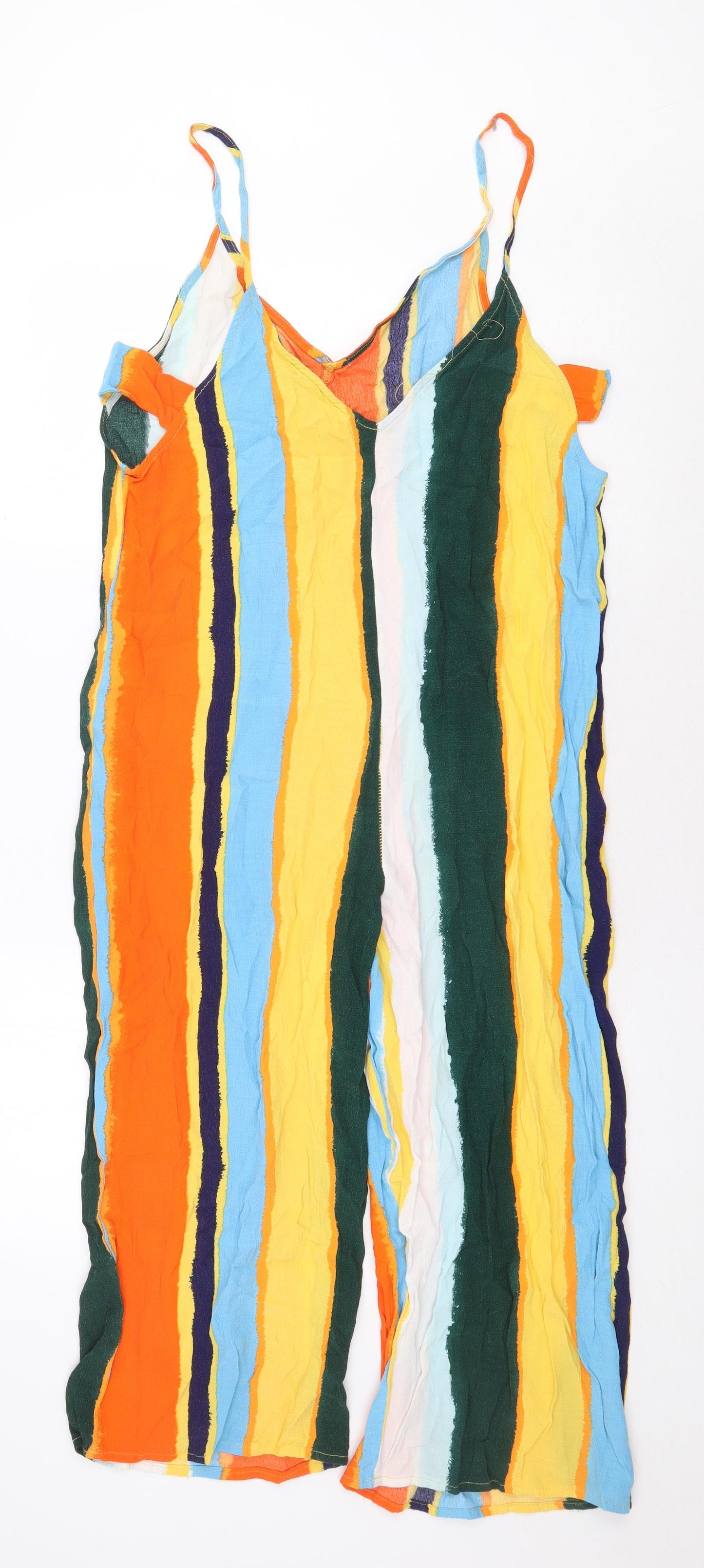 Topshop Womens Multicoloured Striped Viscose Jumpsuit One-Piece Size 12 Pullover