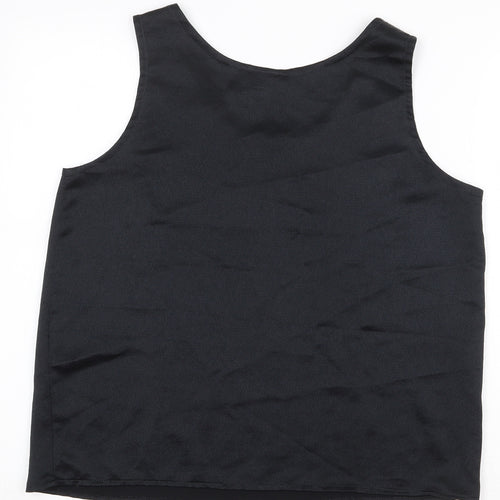 Rafale London Womens Black Polyester Basic Tank Size 10 Scoop Neck
