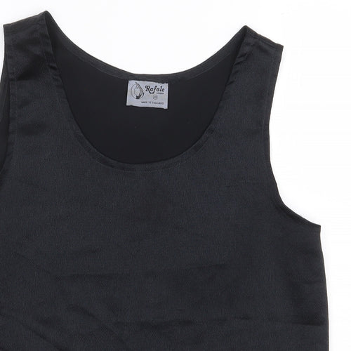 Rafale London Womens Black Polyester Basic Tank Size 10 Scoop Neck